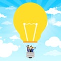 Business People Group Fly Air Balloon Light Bulb