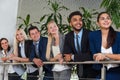 Business People Group Happy Smile Standing Line At Modern Office, Businesspeople Row Royalty Free Stock Photo