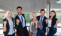 Business People Group Happy Smile Standing At Modern Office Businesspeople Success Raised Hands Royalty Free Stock Photo