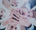 Business people group joining hands and representing concept of friendship and teamwork Royalty Free Stock Photo