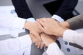 Business people group joining hands and representing concept of friendship and teamwork. Meeting of success team Royalty Free Stock Photo