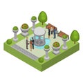 Business people group meet in park vector illustration. Business men and women colleagues team or partners discuss