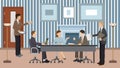 Business people group meeting and teamwork in office room vector illustration. Royalty Free Stock Photo