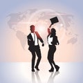 Business People Group Silhouette Excited Hold Hands Up, Businesswoman And Businss Man Winner Success Royalty Free Stock Photo