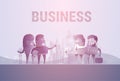 Business People Group Silhouette Meeting Speak Discussion Communication Concept Royalty Free Stock Photo