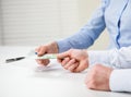 Business people hands with euro banknotes