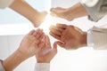 Business people, hands and high five for collaboration, meeting or teamwork together at the office. Hand of employee Royalty Free Stock Photo