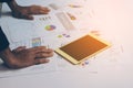 Business people hands working with a tablet Royalty Free Stock Photo