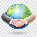 Business people handshake around the world globe earth background Royalty Free Stock Photo
