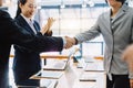 Business handshake. Business executives to congratulate the joint Royalty Free Stock Photo