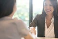 Business people handshake in modern office. Greeting deal concept Royalty Free Stock Photo