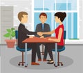 Business People handshake over a table. Talks at Table.
