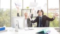 Business people are happy with business success in office Royalty Free Stock Photo