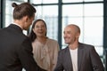 Business people Happy to be successful partnership team. Smiling businessman shaking hands Royalty Free Stock Photo