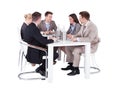 Business People Having Conference Meeting Over White Background