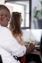 Business people having a creative meeting. Successful multiethnic multiracial colleagues in an office. African American Royalty Free Stock Photo