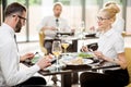 Business people during a lunch at the restaurant Royalty Free Stock Photo