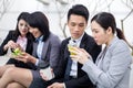 Business people having lunch at outdoor Royalty Free Stock Photo