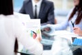 Business people Having Meeting Around Table In Modern Office