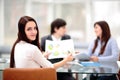 Business people Having Meeting Around Table In Modern Office Royalty Free Stock Photo