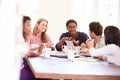 Business People Having Meeting And Eating Pizza Royalty Free Stock Photo