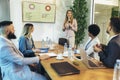 Business people having a meeting or presentation and seminar in the office.