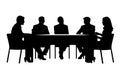 Business people having meeting silhouette in black color. Vector template for laser cutting wall art