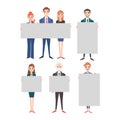 Business people hold banner vector set.