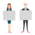 Business people hold banner vector set.