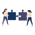 Business People Holding big jigsaw puzzle pieces teamwork concept Royalty Free Stock Photo