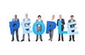 Business People Holding the Word People Royalty Free Stock Photo