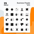 25 Business People Icon Set. 100% Editable EPS 10 Files. Business Logo Concept Ideas Solid Glyph icon design