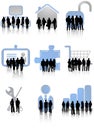Business people and icons Royalty Free Stock Photo