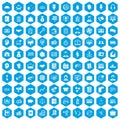 100 business people icons set blue Royalty Free Stock Photo