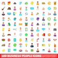 100 business people icons set, cartoon style Royalty Free Stock Photo