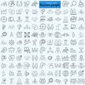 Business people icons set. Human resources, office management - thin line web icon set. Businessman outline icons collection Royalty Free Stock Photo