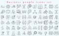 Business people icons set. Human resources, office management - thin line web icon set. Businessman outline icons collection