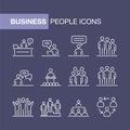 Business people icons set simple line flat illustration