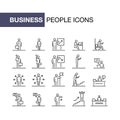 Business people icons set simple line flat illustration