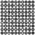 100 business people icons set black circle Royalty Free Stock Photo