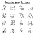 Business people icons set in thin line style Royalty Free Stock Photo