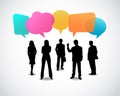Business people icons with talking speech bubbles
