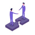 Business people isometric characters, colleague. Teamwork and partnership concept. Flat isometric vector illustration Royalty Free Stock Photo