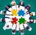 Business People Jigsaw Puzzle Collaboration Team Concept