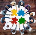Business People Jigsaw Puzzle Collaboration Team Concept Royalty Free Stock Photo