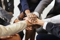 Business people joined hands together as teamwork Royalty Free Stock Photo