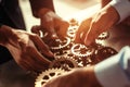 Business people joining gears AI generated Royalty Free Stock Photo