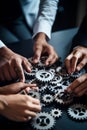 Business people joining gears AI generated Royalty Free Stock Photo