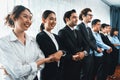 Business people joining hand together and standing in line. Meticulous Royalty Free Stock Photo