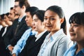 Business people joining hand together and standing in line. Meticulous Royalty Free Stock Photo